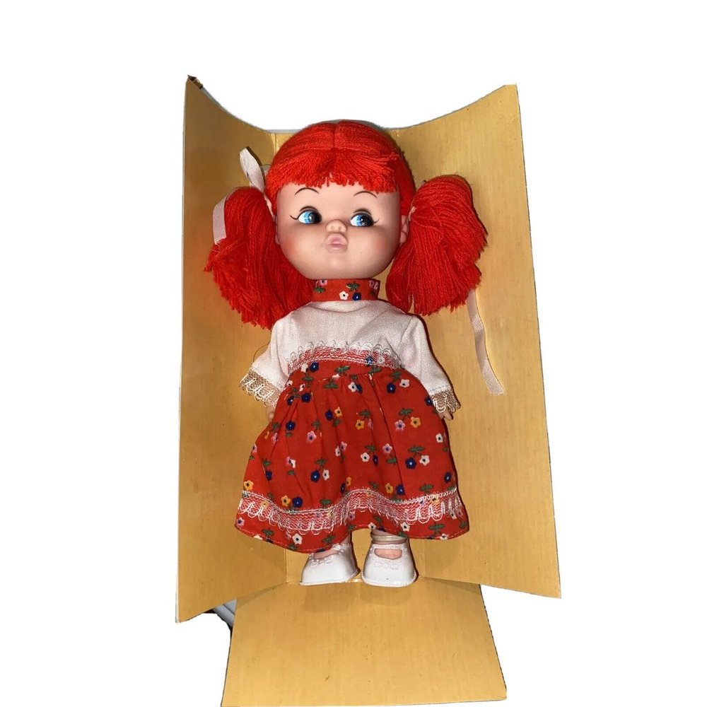 Vintage Doll In Box Michelle Union Toy Orange Red Hair Side Eyes Dress - Picture 2 of 7